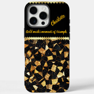 Coques iPhone 16 Pro Max Design élégant en marbre noir et or