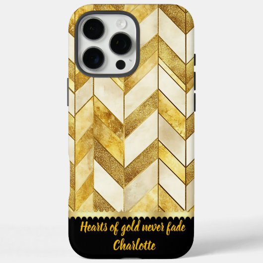 Coques Case-Mate iPhone Design élégant motif géométrique or et crème (Verso)