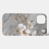 Coques Case-Mate iPhone Design en marbre de pierre - Fleurs (Verso (horizontal))