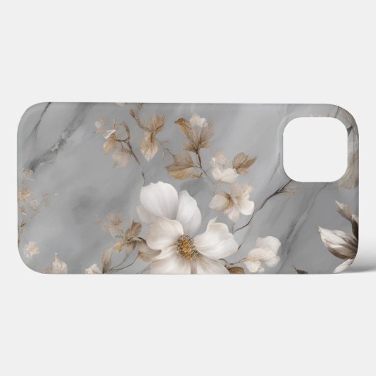 Coques Case-Mate iPhone Design en marbre de pierre - Fleurs (Verso (horizontal))
