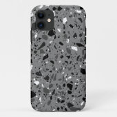 Coques Case-Mate iPhone design en terrazzo noir et blanc (Dos)