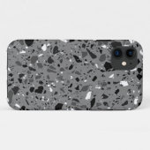 Coques Case-Mate iPhone design en terrazzo noir et blanc (Dos (Horizontal))