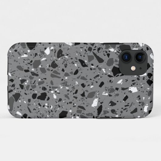 Coques Case-Mate iPhone design en terrazzo noir et blanc (Dos (Horizontal))