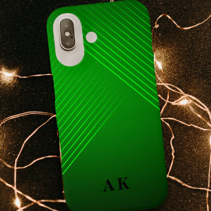 Coques iPhone 16 Design et tendance moderne Monogramme vert initial