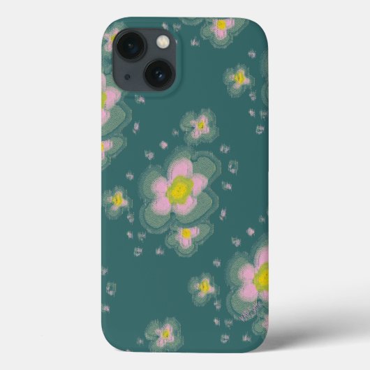 Coques Case-Mate iPhone Design floral Abstrait (rose/turquoise) (Verso)