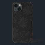 Etui iPhone Case-Mate Design floral élégant monochromatique gris foncé<br><div class="desc">Élégant monogramme vintage monochromatique gris foncé simple.Monogramme personnalisé et optionnel en rouge de corail suggéré. L'aspect bossé est un effet photoshop et pas réel.</div>
