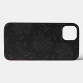 Coques Case-Mate iPhone Design floral élégant monochromatique gris foncé (Verso (horizontal))
