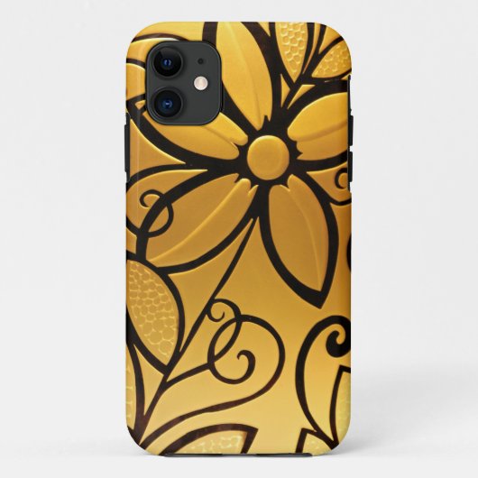 Coques Case-Mate iPhone Design floral jaune doré (Dos)