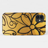 Coques Case-Mate iPhone Design floral jaune doré (Dos (Horizontal))