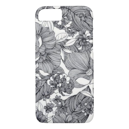 Coques Case-Mate iPhone Design floral noir et blanc (Dos)