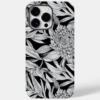 Coque Pour Pour iPhone 14 Pro Max Design floral noir et blanc pour boîtier téléphoni