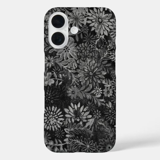 Coques Case-Mate iPhone design floral noir et gris (Verso)