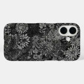 Coques Case-Mate iPhone design floral noir et gris (Verso (horizontal))