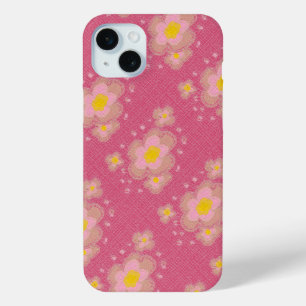 Coque iPhone 15 Mini Design floral rose et jaune