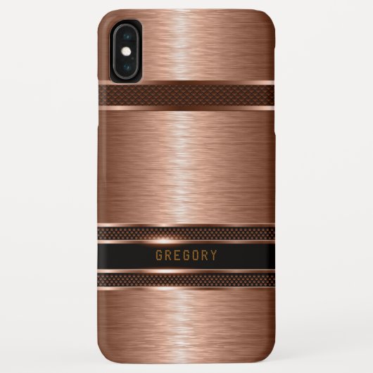Coques Case-Mate iPhone Design géométrique en cuivre métallique brun. (Dos)