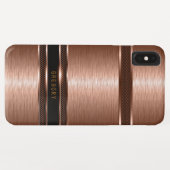 Coques Case-Mate iPhone Design géométrique en cuivre métallique brun. (Dos (Horizontal))