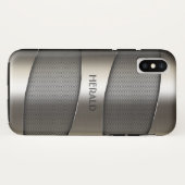 Coques Case-Mate iPhone Design géométrique en métal gris (Dos (Horizontal))