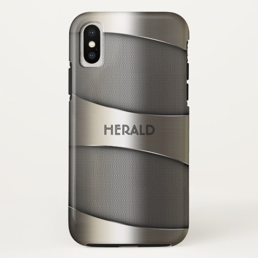 Coques Case-Mate iPhone Design géométrique en métal gris (Dos)