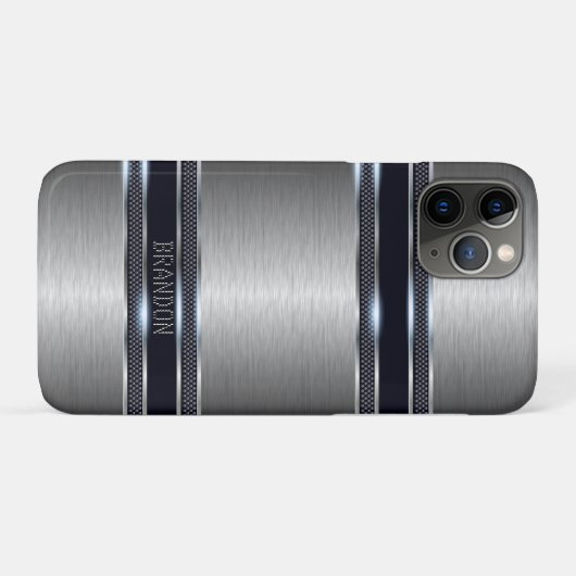 Coques Case-Mate iPhone Design géométrique industriel gris métallique (Dos (Horizontal))