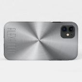 Coques Case-Mate iPhone Design métallique gris argenté Look en acier inoxy (Dos (Horizontal))