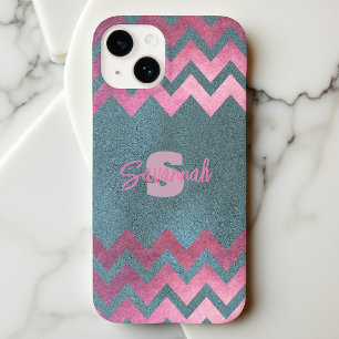 Coque Pour iPhone 14 Design Moderne Chic Chevron Rose Et Or