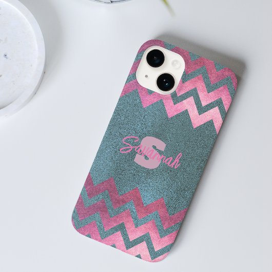 Coques Case-Mate iPhone Design Moderne Chic Chevron Rose Et Or