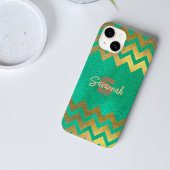 Coques Case-Mate iPhone Design Moderne Chic Vert Et Or Chevron