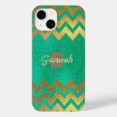 Coques Case-Mate iPhone Design Moderne Chic Vert Et Or Chevron (Verso)