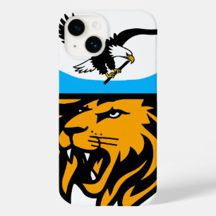 Coque Pour iPhone 14 Design moderne d'aigle et de lion avec demi-lune