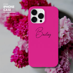 Coque Pour Pour iPhone 14 Pro Max Design Moderne Simple Hot Pink Nom de script