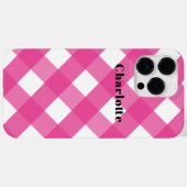 Coques Case-Mate iPhone Design moderne Simple Rose En vichy avec nom (Verso (horizontal))