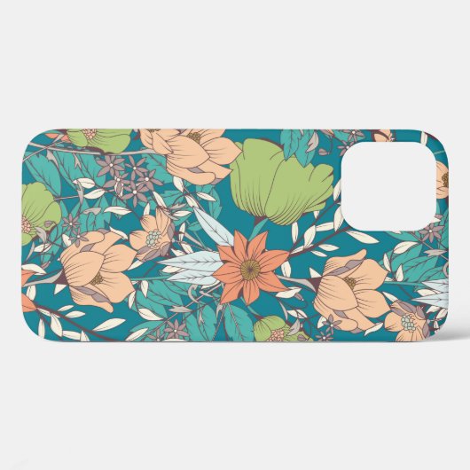 Coques Case-Mate iPhone Design motif sans couture avec fleurs dessinées à  (Verso (horizontal))