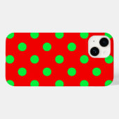 Coques Case-Mate iPhone Design Pois vert Arrière - plan rouge (Verso (horizontal))
