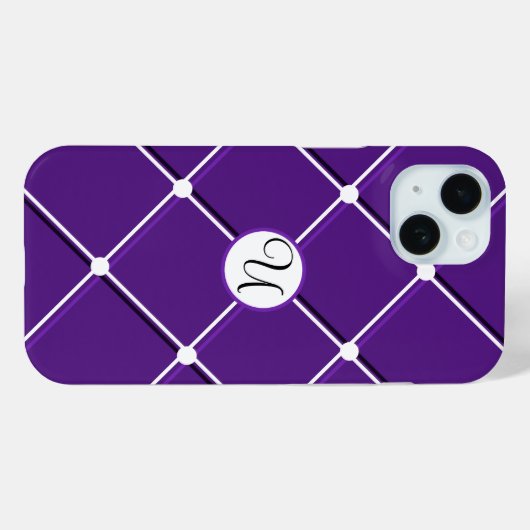 Coques Case-Mate iPhone Design rayé violet et blanc Fancy U initial (Verso (horizontal))