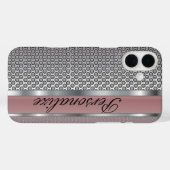 Coques Case-Mate iPhone Design Rose élégant rose et argent (Verso (horizontal))