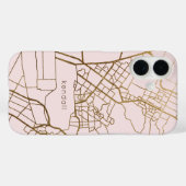 Coques Case-Mate iPhone Design tendance Blush et Faux Gold Map avec nom (Verso (horizontal))