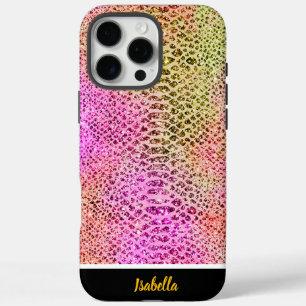 Coques iPhone 16 Pro Max Design vibrant rose et vert serpent