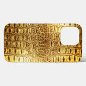 Coques Case-Mate iPhone Designer Alligator Crocodile Skin brillant Or (Verso (horizontal))
