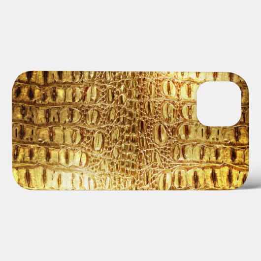 Coques Case-Mate iPhone Designer Alligator Crocodile Skin brillant Or (Verso (horizontal))