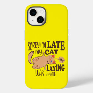 Coque Pour iPhone 14 Désolé je suis en retard mon chat était allongé su