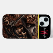 Coques Case-Mate iPhone Desperado Décès : Le crâne brandissant des armes à (Verso (horizontal))