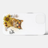 Coques Case-Mate iPhone Dessin à la main drôle chat tabby rouge en lunette (Verso (horizontal))