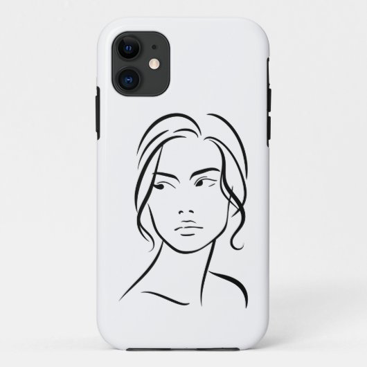 Coques Case-Mate iPhone Dessin à visage féminin d'une ligne 4 (Dos)