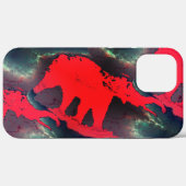 Coques Case-Mate iPhone dessin Abstrait d'éléphant rouge, effet très rusti (Verso (horizontal))
