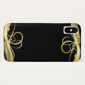 Coques Case-Mate iPhone dessin abstrait or sur noir (Dos (Horizontal))