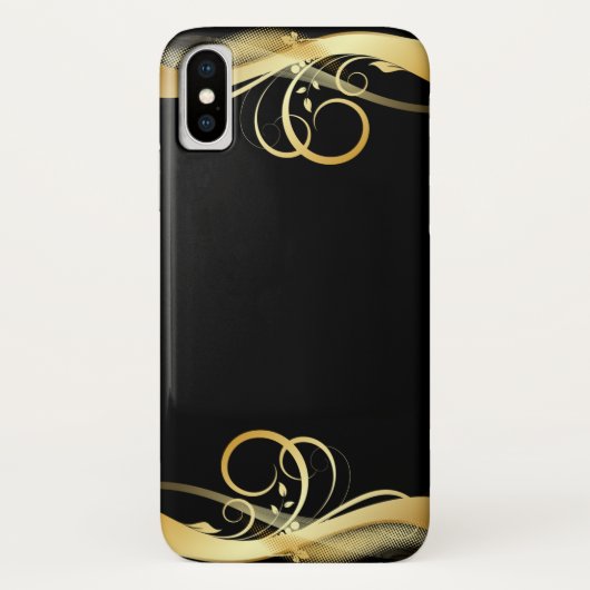 Coques Case-Mate iPhone dessin abstrait or sur noir (Dos)