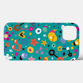 Coques Case-Mate iPhone dessin animé amusant motif turquoise (Verso (horizontal))