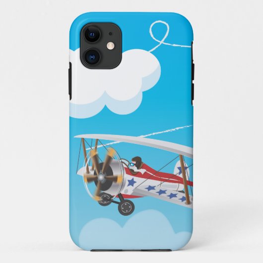 Coques Case-Mate iPhone Dessin animé d'avion biplan volant (Dos)