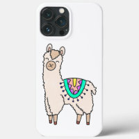 dessin animé de llama alpaga souriant