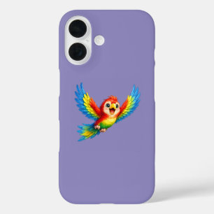 Coques iPhone 16 Dessin animé de perroquet joyeux pour enfants et o